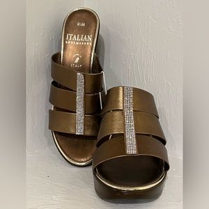 Italian shoe makers 8.6 slip on never worn Bronze brown